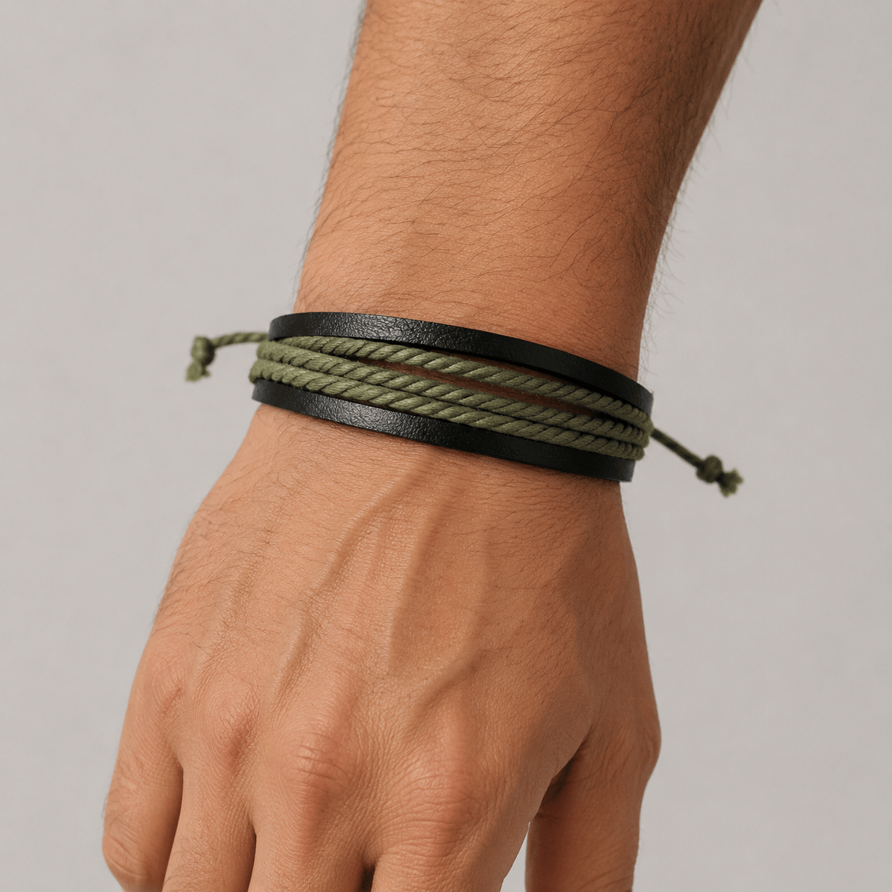 Couples’ PU Leather Woven Bracelet Set