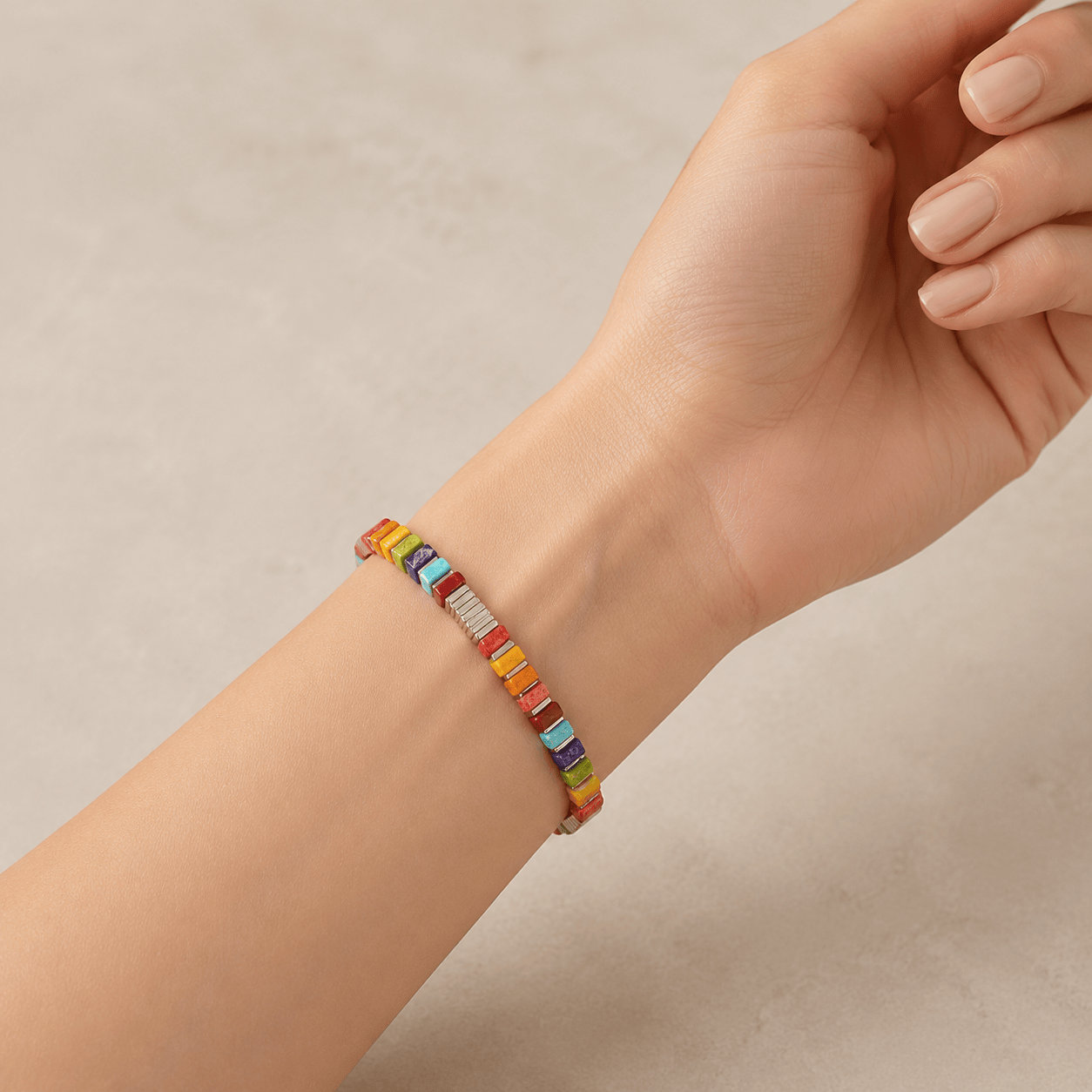 Colorful Natural Stone Beaded Bracelet