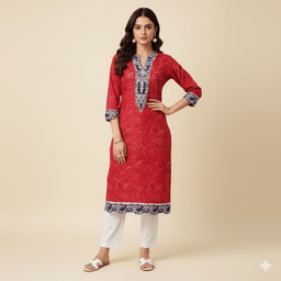 Red Marbled Printed Top