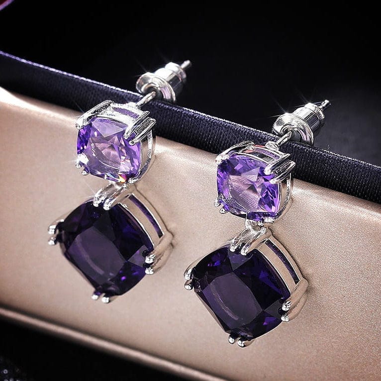 Rectangle Cushion Drop Earrings Pair